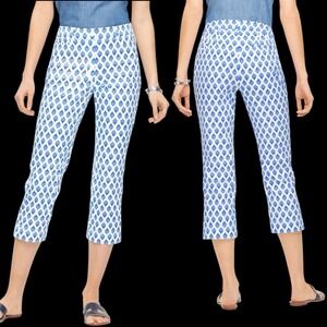 Talbots Perfect Skimmer Fan Foulard Pedal Pusher Crop Stretch Pant 98% Cotton 6P